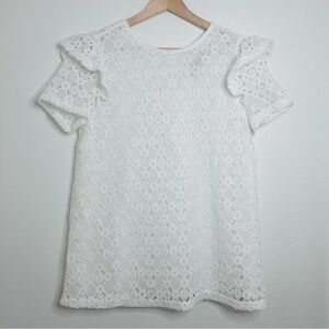 Doe & Rae White Lace Blouse